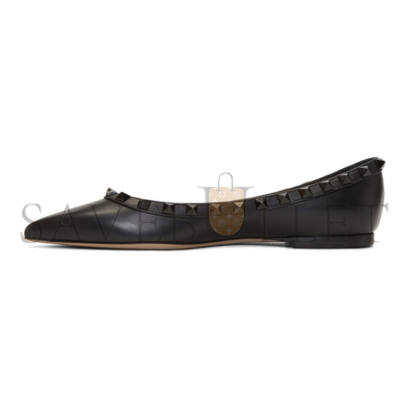 Va1e*ntin0 black Va1e*ntin0 garavani tonal rockstud ballerina flats